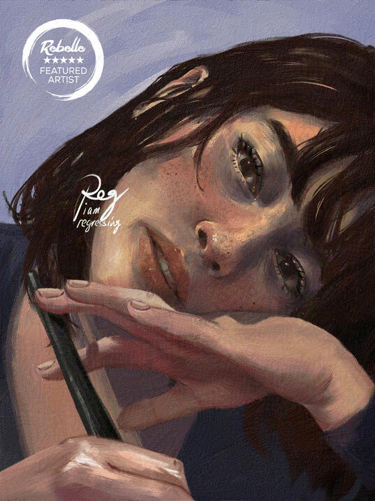 Self-Portrait, 2026, Digital Reg was announced as a Rebelle Featured Artist in 2026. She has been using Rebelle as her primary digital art program since 2025.